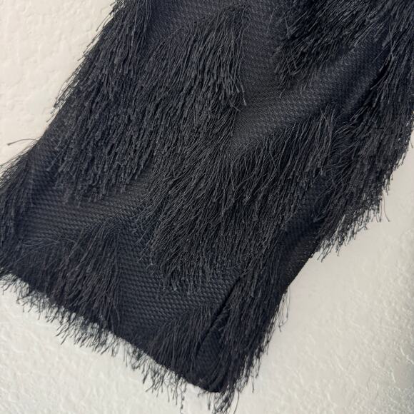 Chico's Womens Pullover T Shirt Top Size L Eyelash Fringe V Neck Black - Picture 4 of 6